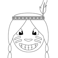 Desenho de Máscara de índio sorrindo para colorir