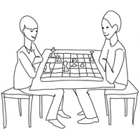 Desenho de Amigos jogando xadrez para colorir