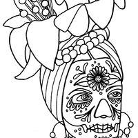 Desenho de Caveira Carmen Miranda para colorir