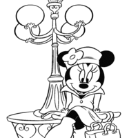 Desenho de Minnie na pracinha para colorir