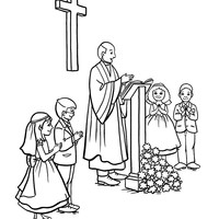 Desenho de Padre rezando missa para colorir