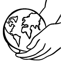 Desenho de Mãos segurando globo terrestre para colorir