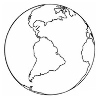 Desenho de Planeta Terra e continente americano para colorir