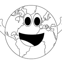 Desenho de Planeta Terra sorridente para colorir