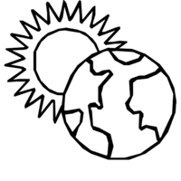 Desenho de Planeta Terra e sol para colorir