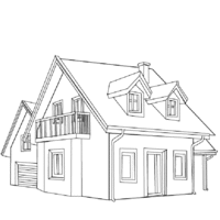 Desenho de Casa com garagem para colorir