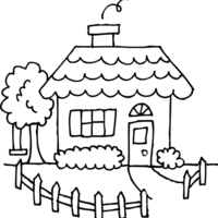 Desenho de Casa com jardim cercado para colorir
