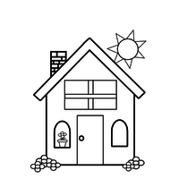 Desenho de Casa e sol para colorir