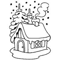 Desenho de Casa nevada para colorir