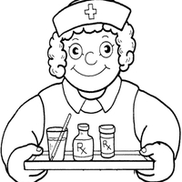 Desenho de Enfermeira levando remédios para colorir