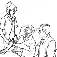 Desenho de Idoso internado no hospital para colorir