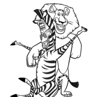 Desenho de Alex e a zebra Marty para colorir