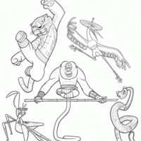 Desenho de Amigos guerreiros do panda Po para colorir