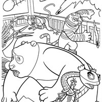 Desenho de Ataque ao panda Po e seus amigos para colorir