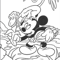 Desenho de Mickey e o chimpanzé para colorir
