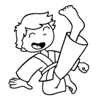 Desenho de Menino dando salto de karate para colorir