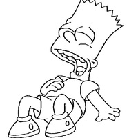 Desenho de Bart Simpson dando gargalhada para colorir