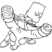 Desenho de Bart Simpson e estilingue para colorir