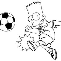 Desenho de Bart Simpson jogando futebol para colorir