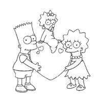 Desenho de Bart, Lisa e Maggie Simpsons para colorir
