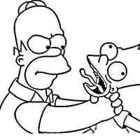 Desenho de Homer Simpson esganando Bart para colorir