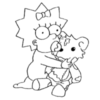 Desenho de Maggie Simpson e ursinho de pelúcia para colorir