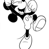 Desenho de Mickey festejando vitória para colorir