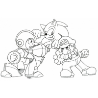 Desenho de Sonic e Super Mario para colorir