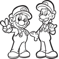 Desenho de Mario e Luigi para colorir