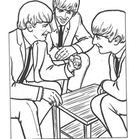 Desenho de The Beatles conversando para colorir