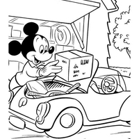 Desenho de Mickey na garagem para colorir