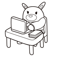 Desenho de Ursinho secretário no computador para colorir
