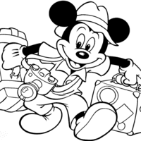 Desenho de Mickey pronto para viajar para colorir