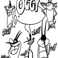 Desenho de Amigos de Oggy para colorir