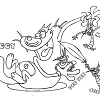 Desenho de Personagens de Oggy e as baratas tontas para colorir