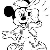 Desenho de Mickey tendo uma ideia para colorir