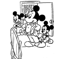 Desenho de Mickey e seus sobrinhos para colorir