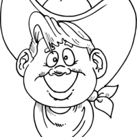 Desenho de Cowboy com lenço no pescoço para colorir