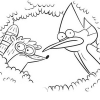 Desenho de Mordecai e Rigby para colorir