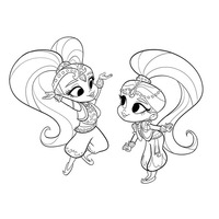 Desenho de Irmãs gêmeas Shimmer e Shine para colorir