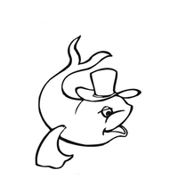 Desenho de Baleia com chapéu para colorir