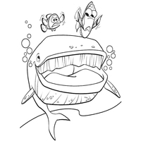 Desenho de Baleia perseguindo Nemo para colorir