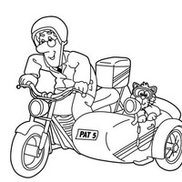 Desenho de Carteiro Paulo e Jess na moto para colorir