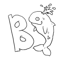 Desenho de Letra b de baleia para colorir