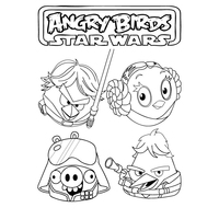 Desenho de Personagens do Angry Birds Star Wars para colorir