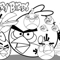 Desenho de Red, Azul, Bomb e amigos do Angry Birds para colorir