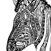 Desenho de Zentangle cavalo para colorir