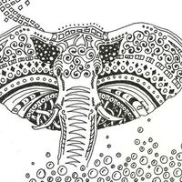 Desenho de Zentangle elefante para colorir