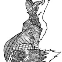 Desenho de Zentangle lobo para colorir