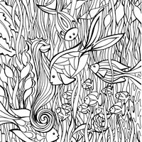 Desenho de Zentangle peixes para colorir